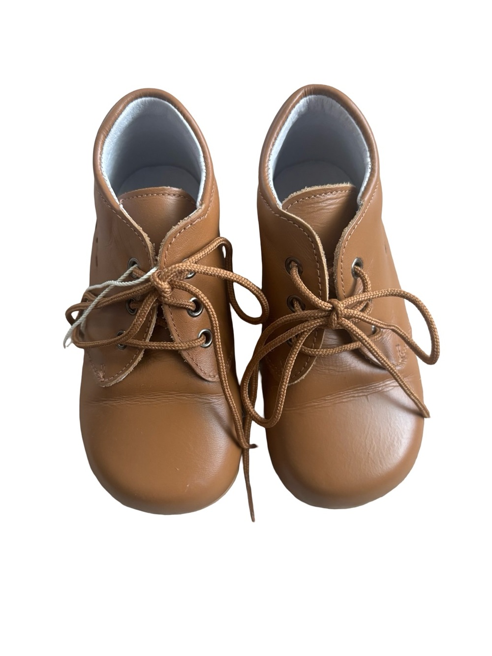 Doña Carmen Classic Toddler Lace-Up Leather Shoes in Caramel-size 23